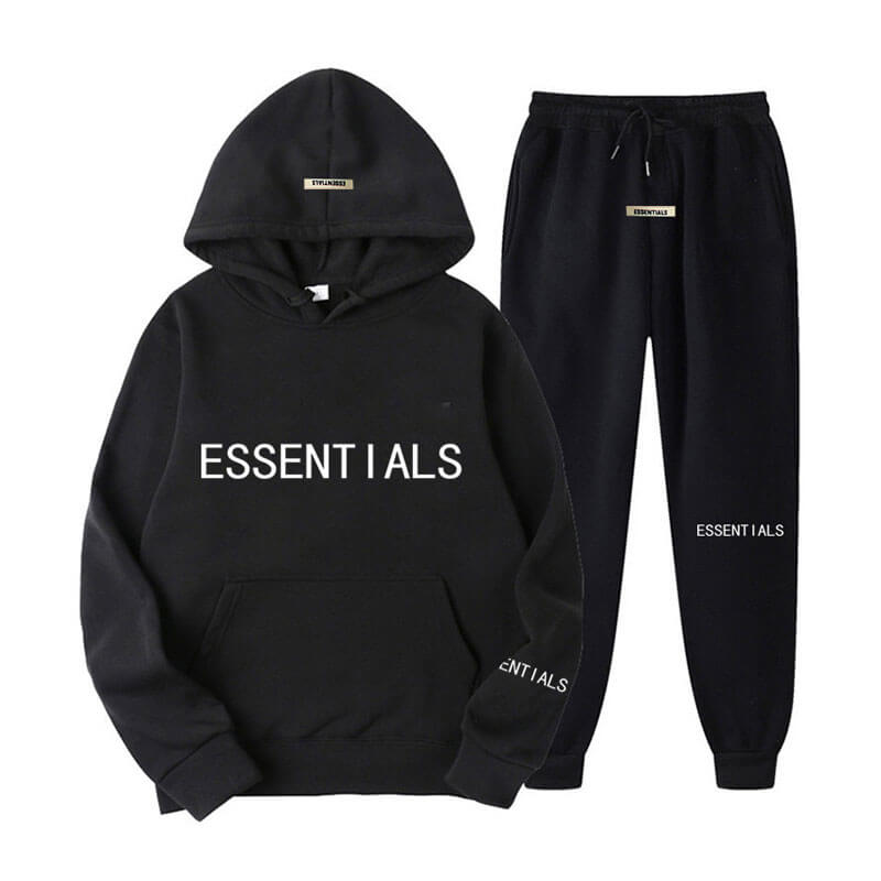 Black Essential Spring Hooded Tracksuit | Essentials Clothing
