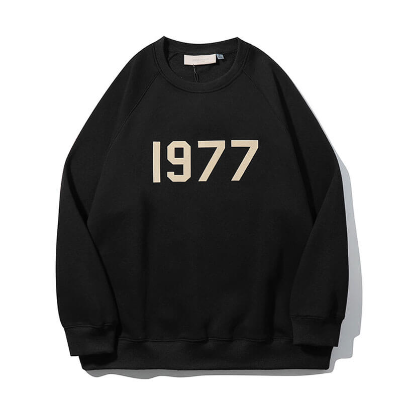 Fear Of God Essentials 1977 Crewneck Black Sweatshirt | Clothing